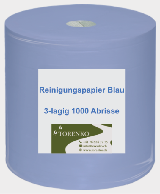 Reinigungspapier Industrie Blau 3-lagig